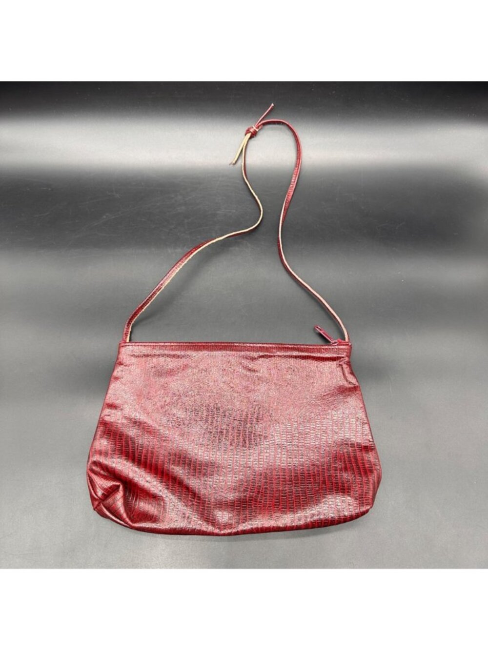 Vintage Maroon Leather Purse Shoulder Bag 1970s Gold Telephone Accent Textured - Picture 3 of 8